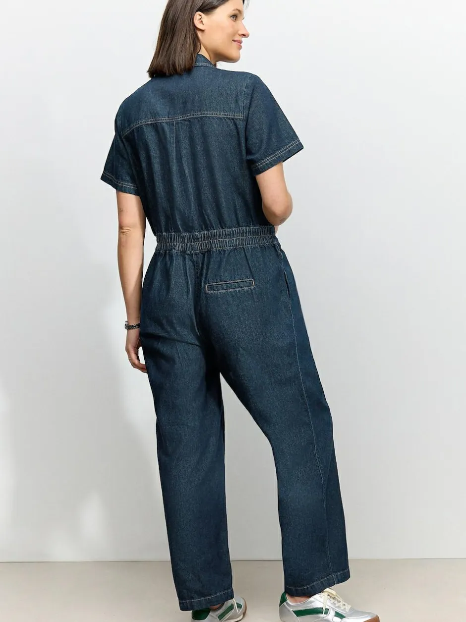 Next Dark Blue 100% Cotton Maternity Denim Boilersuit