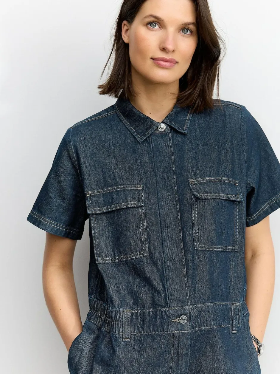 Next Dark Blue 100% Cotton Maternity Denim Boilersuit