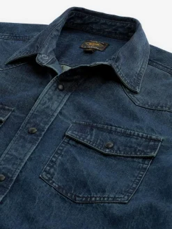 Next Denim Western 100% Cotton Long Sleeve Shirt Dark Blue Outlet