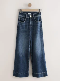 Next High Rise Stretch Wide Leg Jeans Dark Blue New