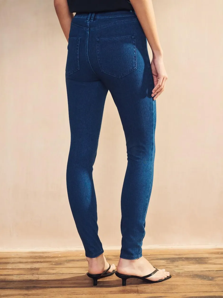 Next Jersey Denim Leggings Dark Blue New
