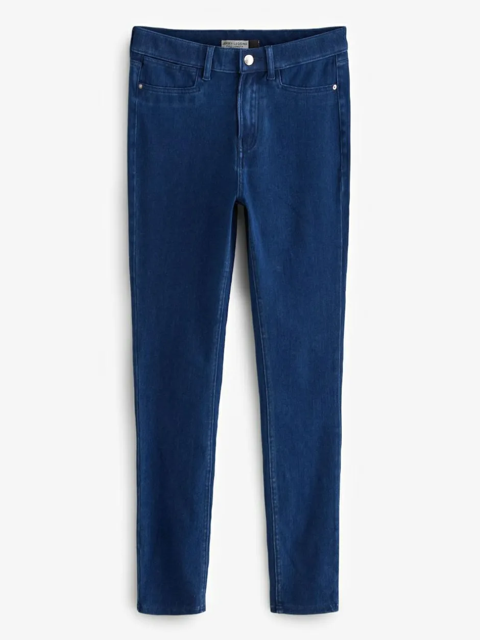 Next Jersey Denim Leggings Dark Blue New