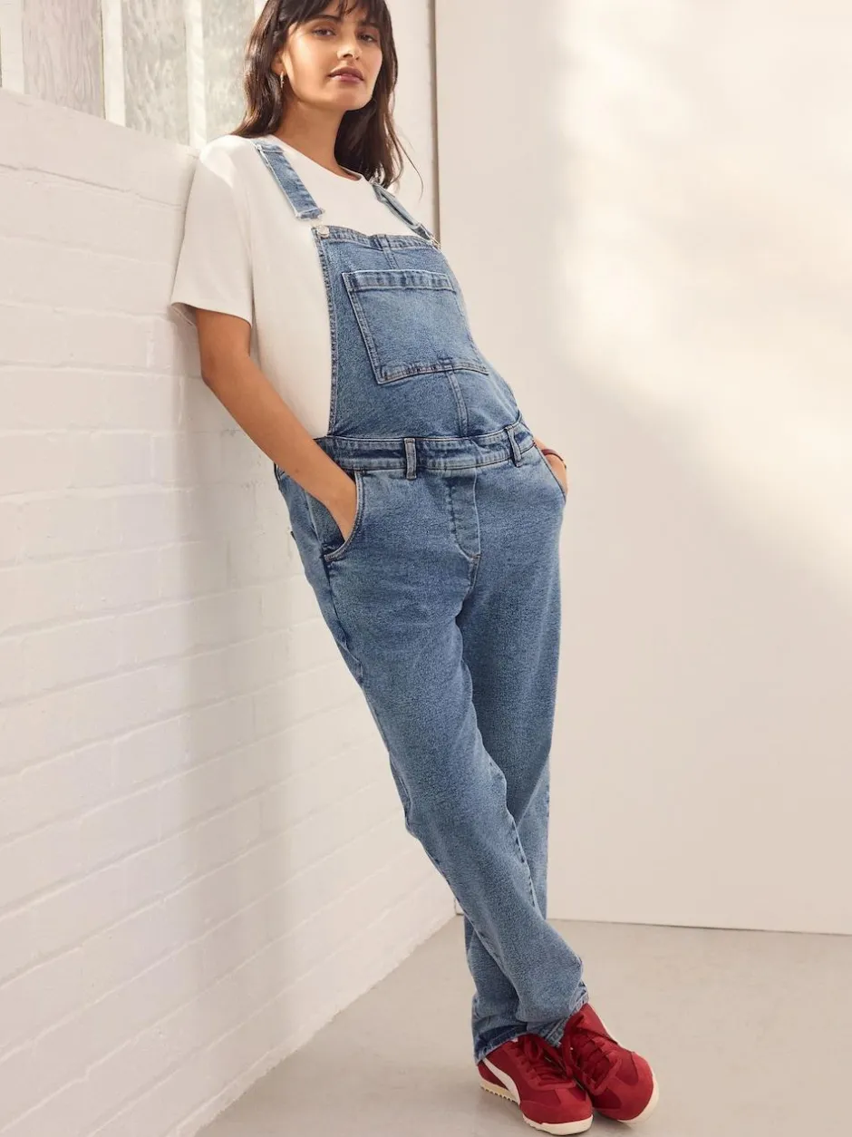 Next Dark Blue Maternity Denim Dungaree New