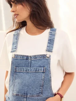 Next Dark Blue Maternity Denim Dungaree New