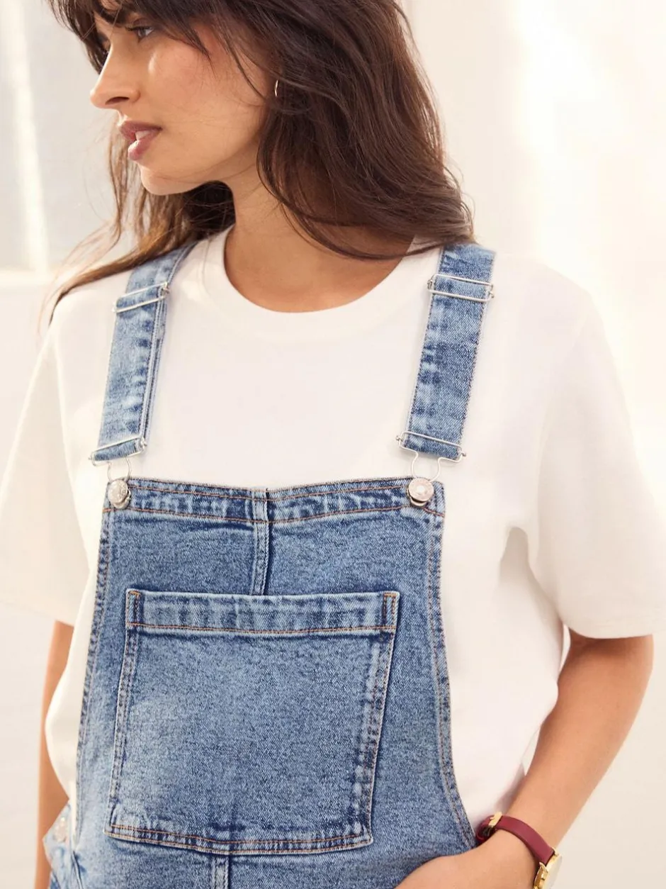 Next Dark Blue Maternity Denim Dungaree New