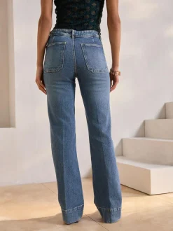 Next Patch Pocket Wide Leg Jeans Dark Blue