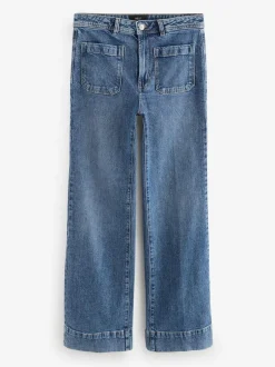 Next Patch Pocket Wide Leg Jeans Dark Blue