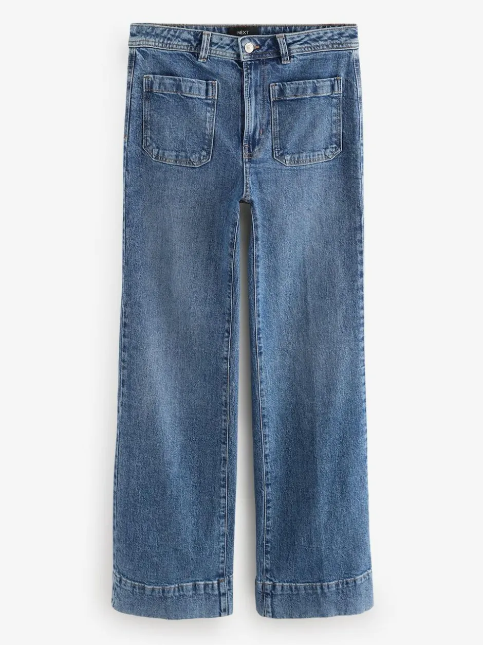 Next Patch Pocket Wide Leg Jeans Dark Blue