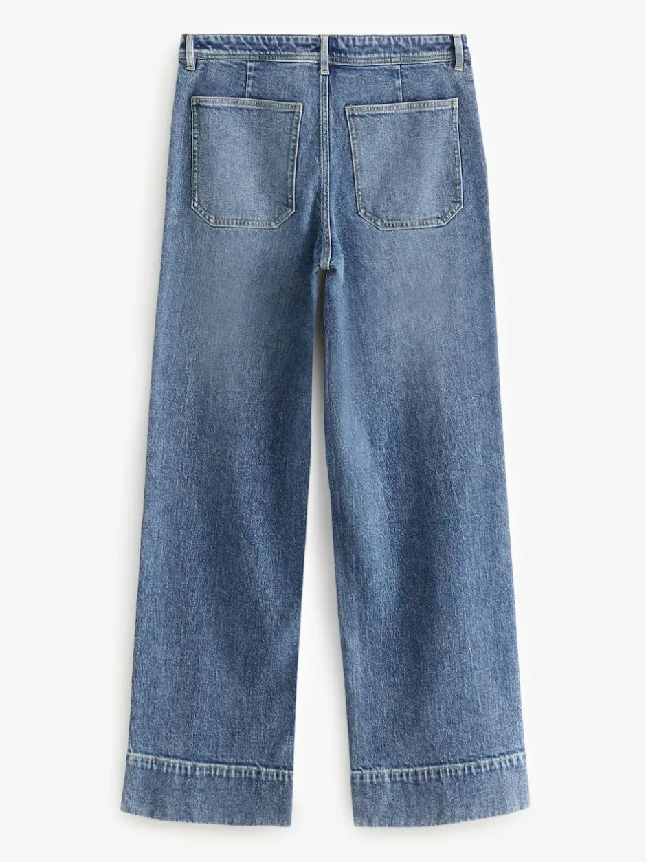 Next Patch Pocket Wide Leg Jeans Dark Blue