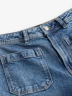 Next Patch Pocket Wide Leg Jeans Dark Blue