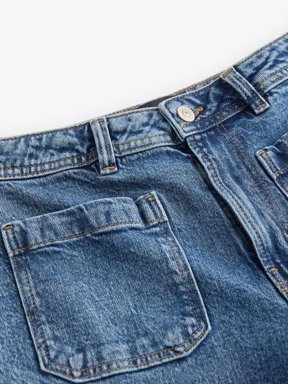 Next Patch Pocket Wide Leg Jeans Dark Blue