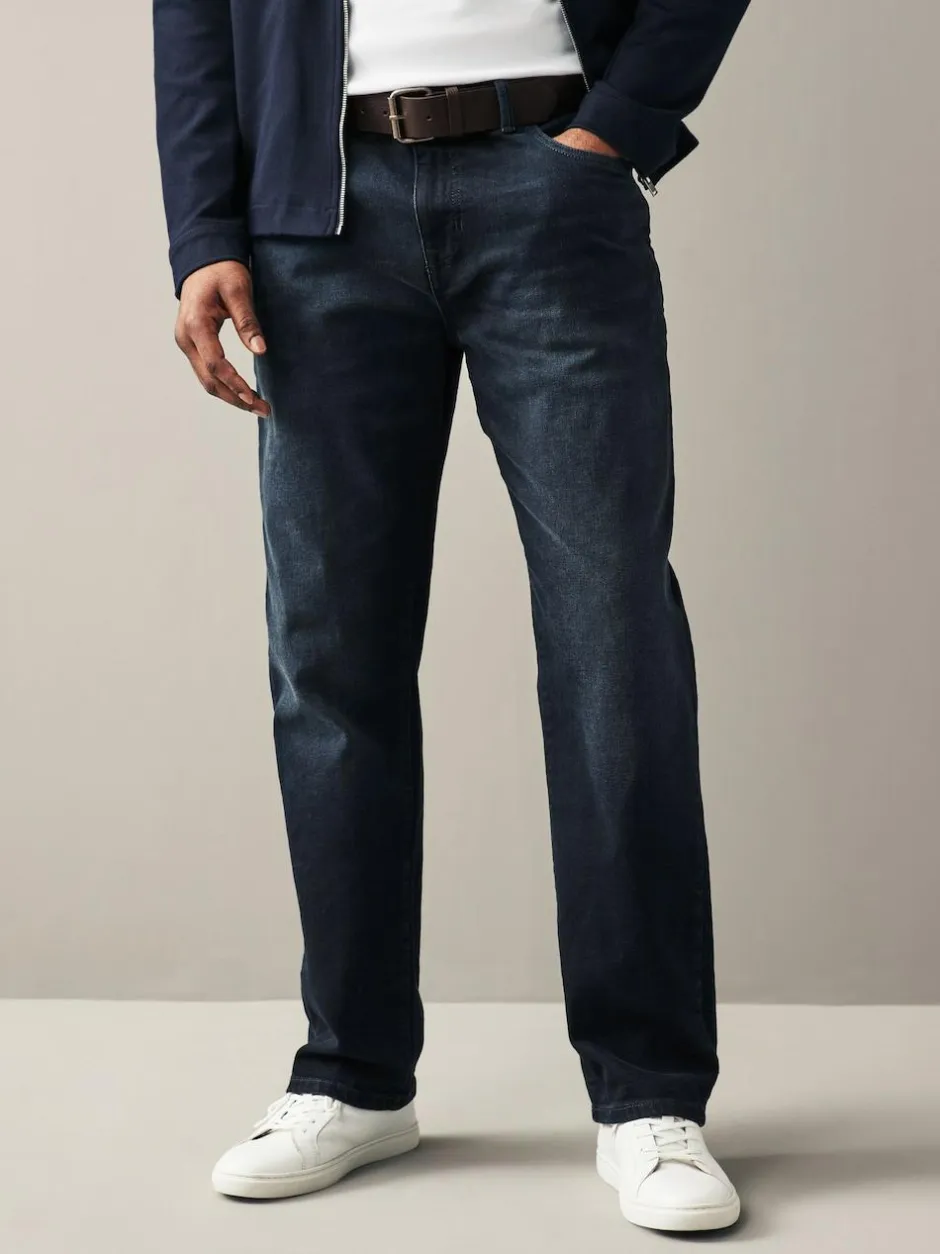 Next Straight Fit Belted Authentic Jeans Dark Blue Best