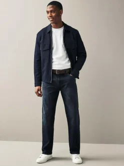 Next Straight Fit Belted Authentic Jeans Dark Blue Best