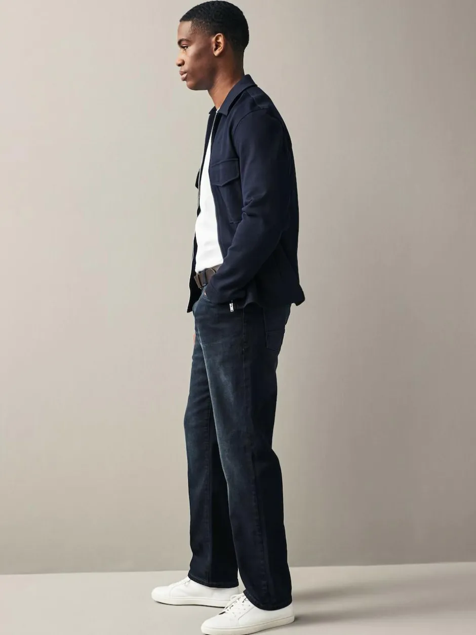 Next Straight Fit Belted Authentic Jeans Dark Blue Best