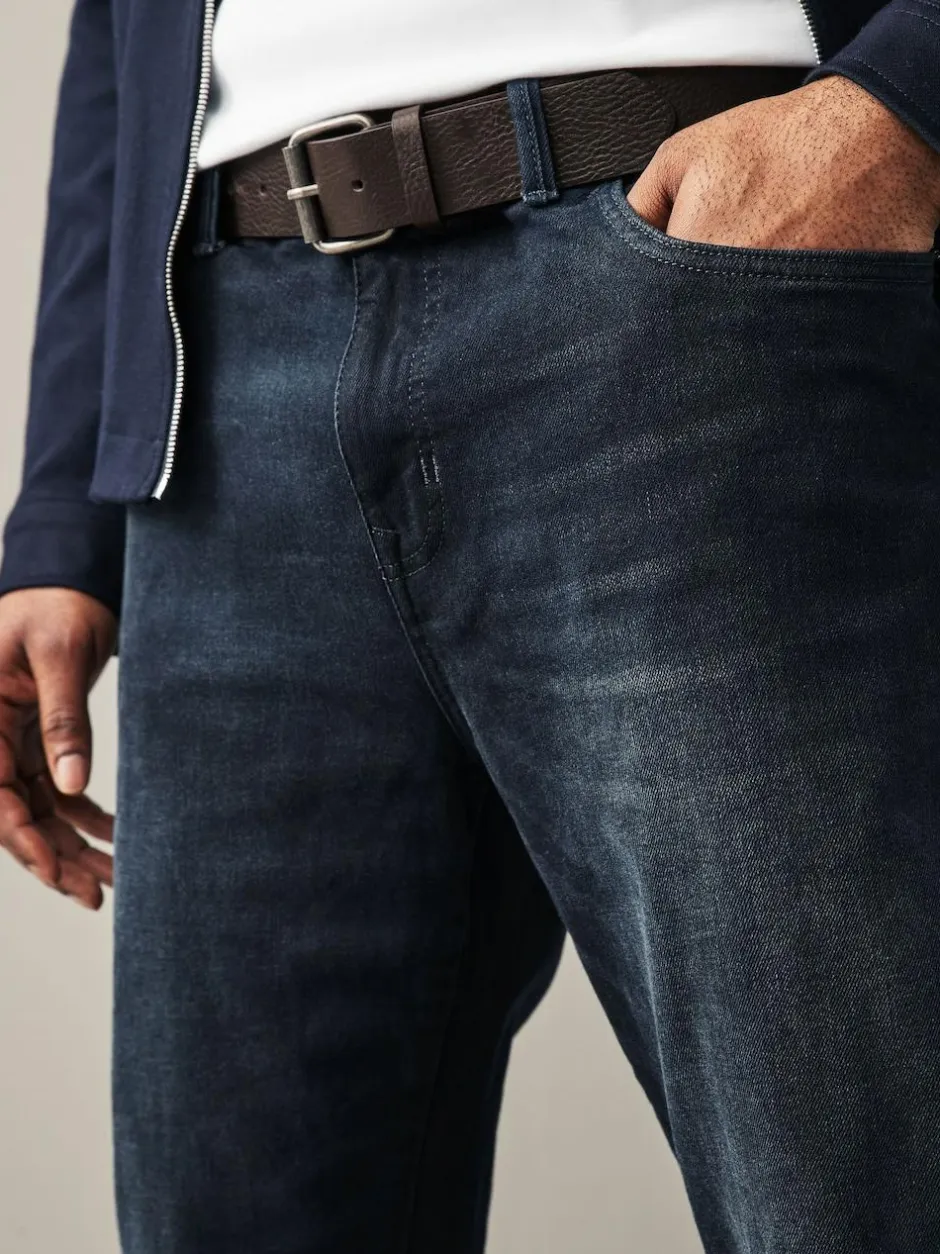 Next Straight Fit Belted Authentic Jeans Dark Blue Best