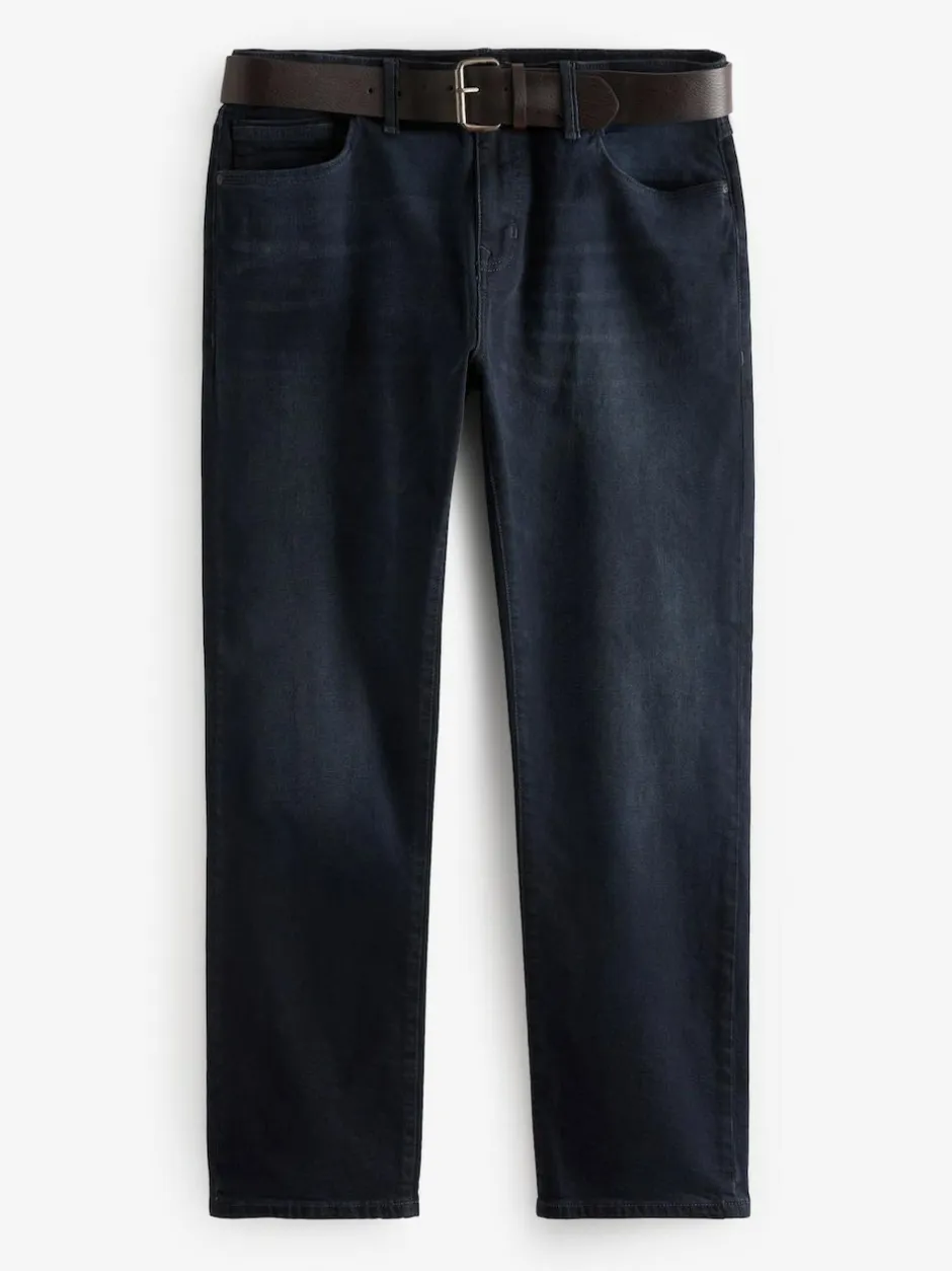 Next Straight Fit Belted Authentic Jeans Dark Blue Best