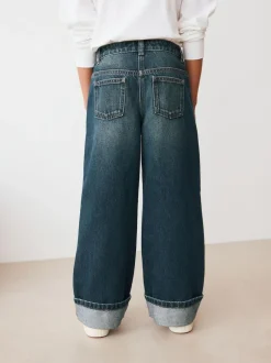 Next Dark Blue Turn Up Wide Leg Jeans (3-16yrs) Online
