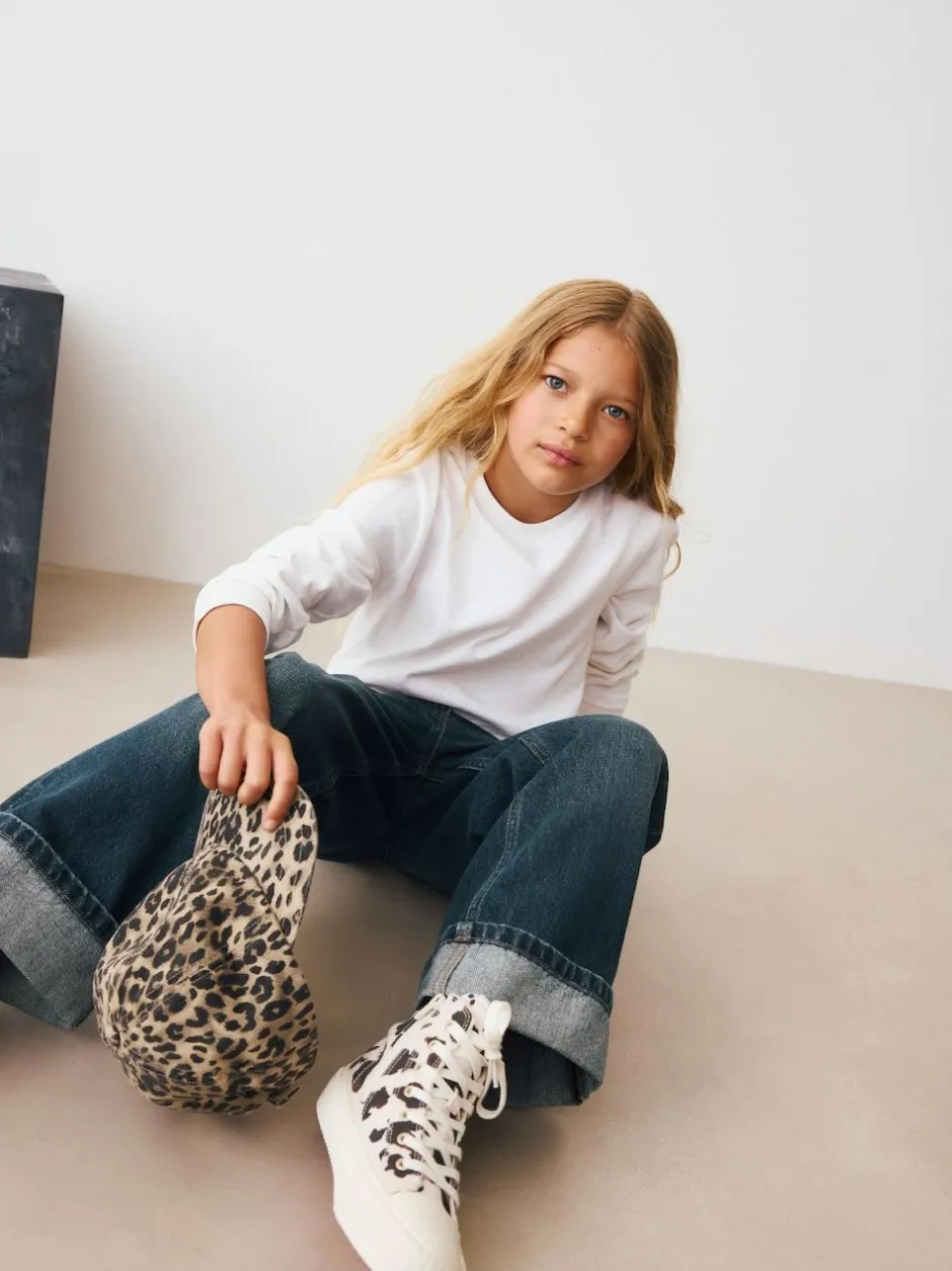 Next Dark Blue Turn Up Wide Leg Jeans (3-16yrs) Online