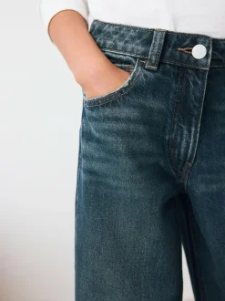 Next Dark Blue Turn Up Wide Leg Jeans (3-16yrs) Online