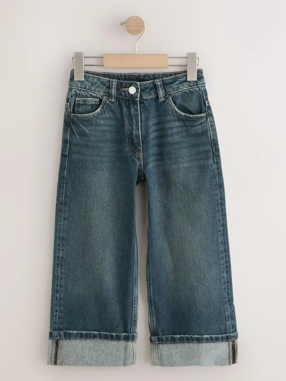 Next Dark Blue Turn Up Wide Leg Jeans (3-16yrs) Online