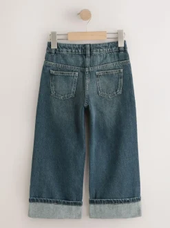 Next Dark Blue Turn Up Wide Leg Jeans (3-16yrs) Online