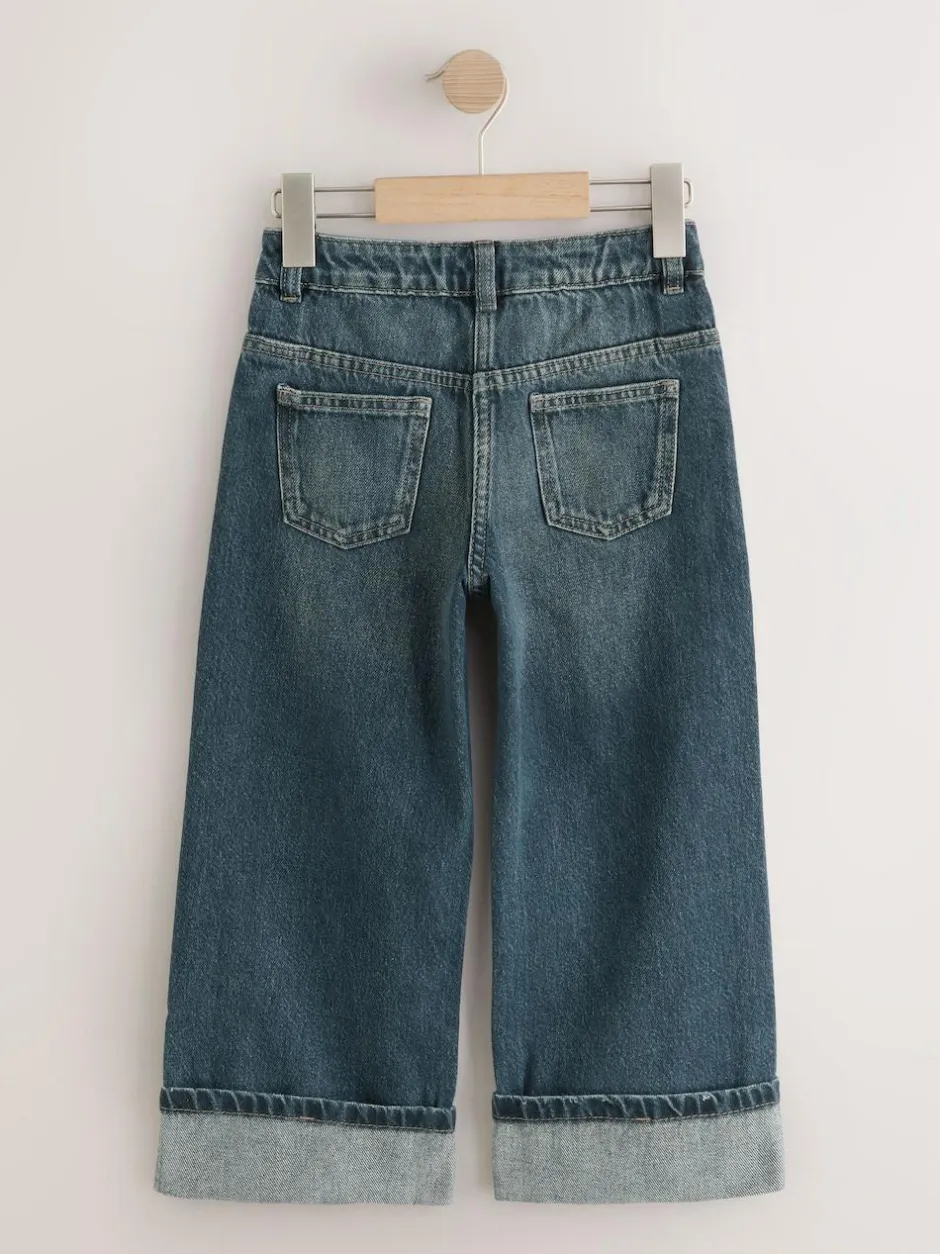 Next Dark Blue Turn Up Wide Leg Jeans (3-16yrs) Online