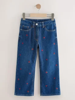 Next Dark Blue Wide Floral Print Embellished Jeans (3-16yrs)
