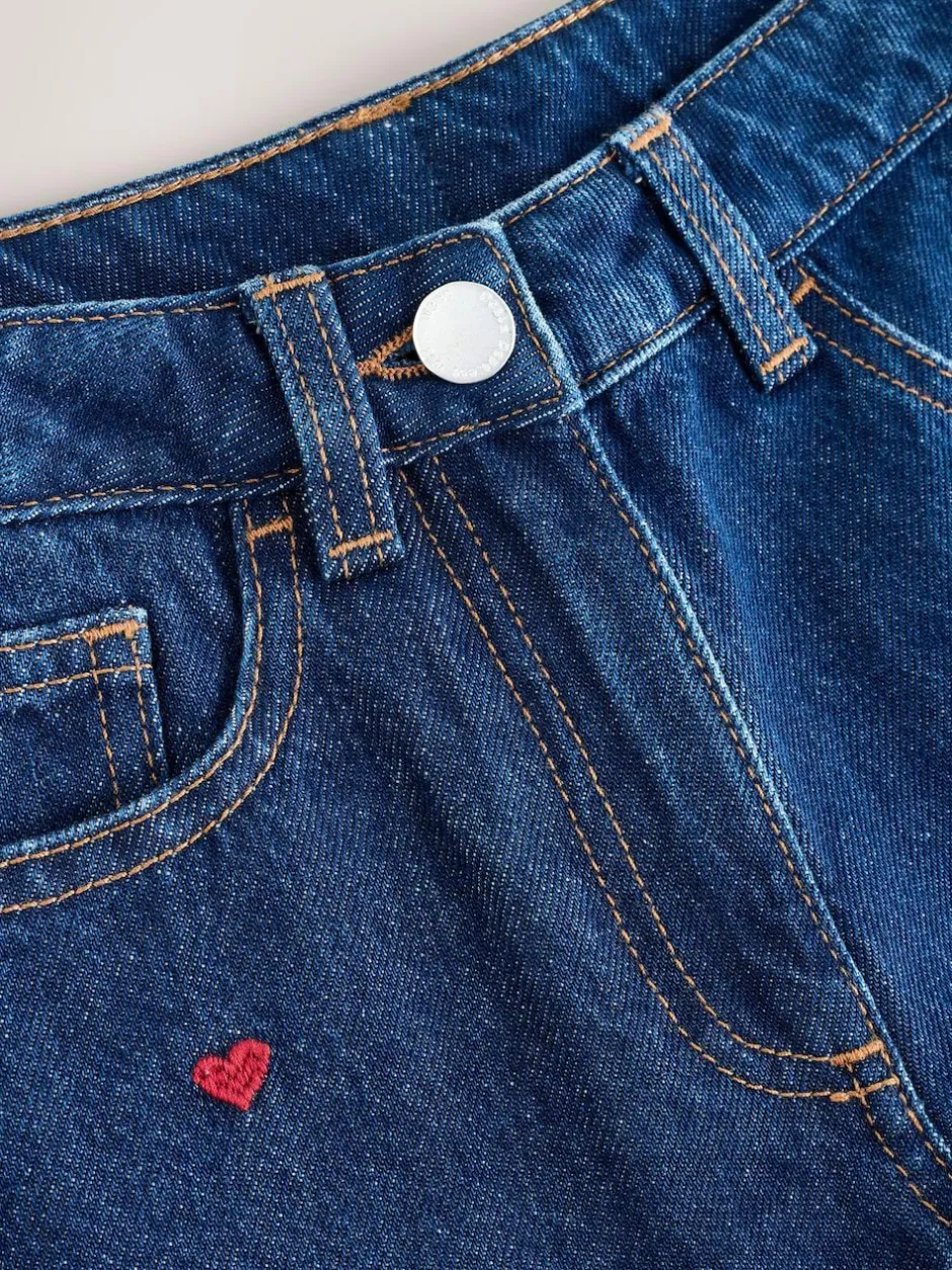 Next Dark Blue Wide Floral Print Embellished Jeans (3-16yrs)