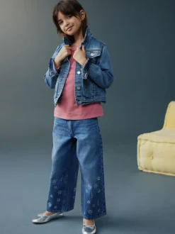 Next Dark Blue Wide Heatseal Embellished Jeans (3-16yrs) Hot