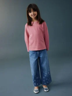 Next Dark Blue Wide Heatseal Embellished Jeans (3-16yrs) Hot