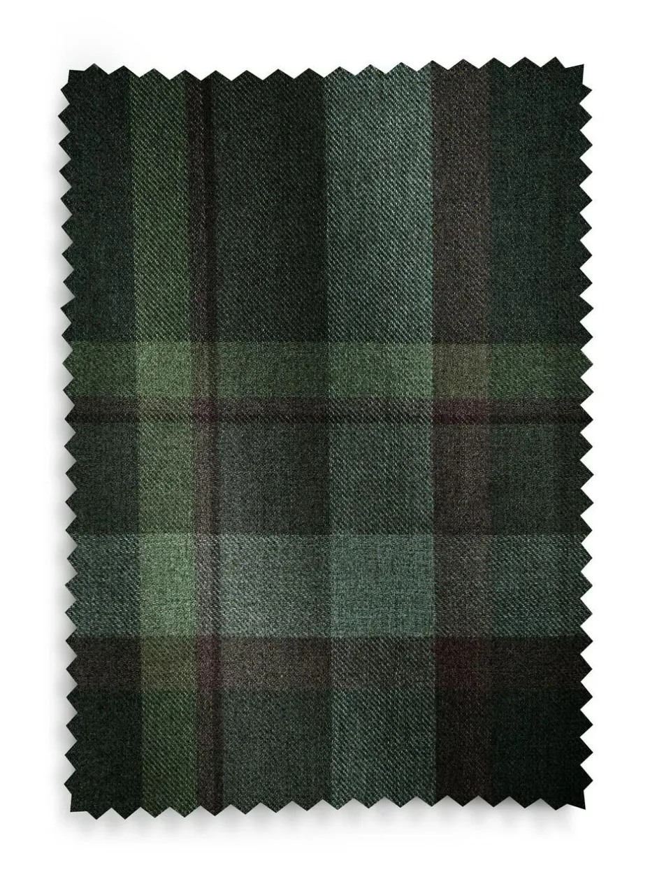 Next Dark Green Brushed Check Lined Eyelet Curtains Sale