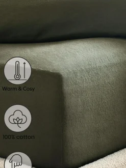 Next Dark Green Brushed Cotton Supersoft Deep Fitted Sheet Outlet