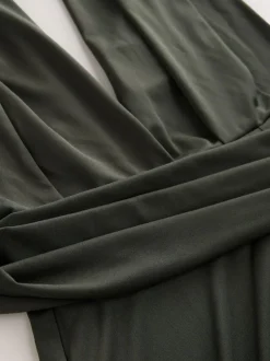 Next Jersey Multiway Wedding Guest Bridesmaid Maxi Dress Dark Green Hot