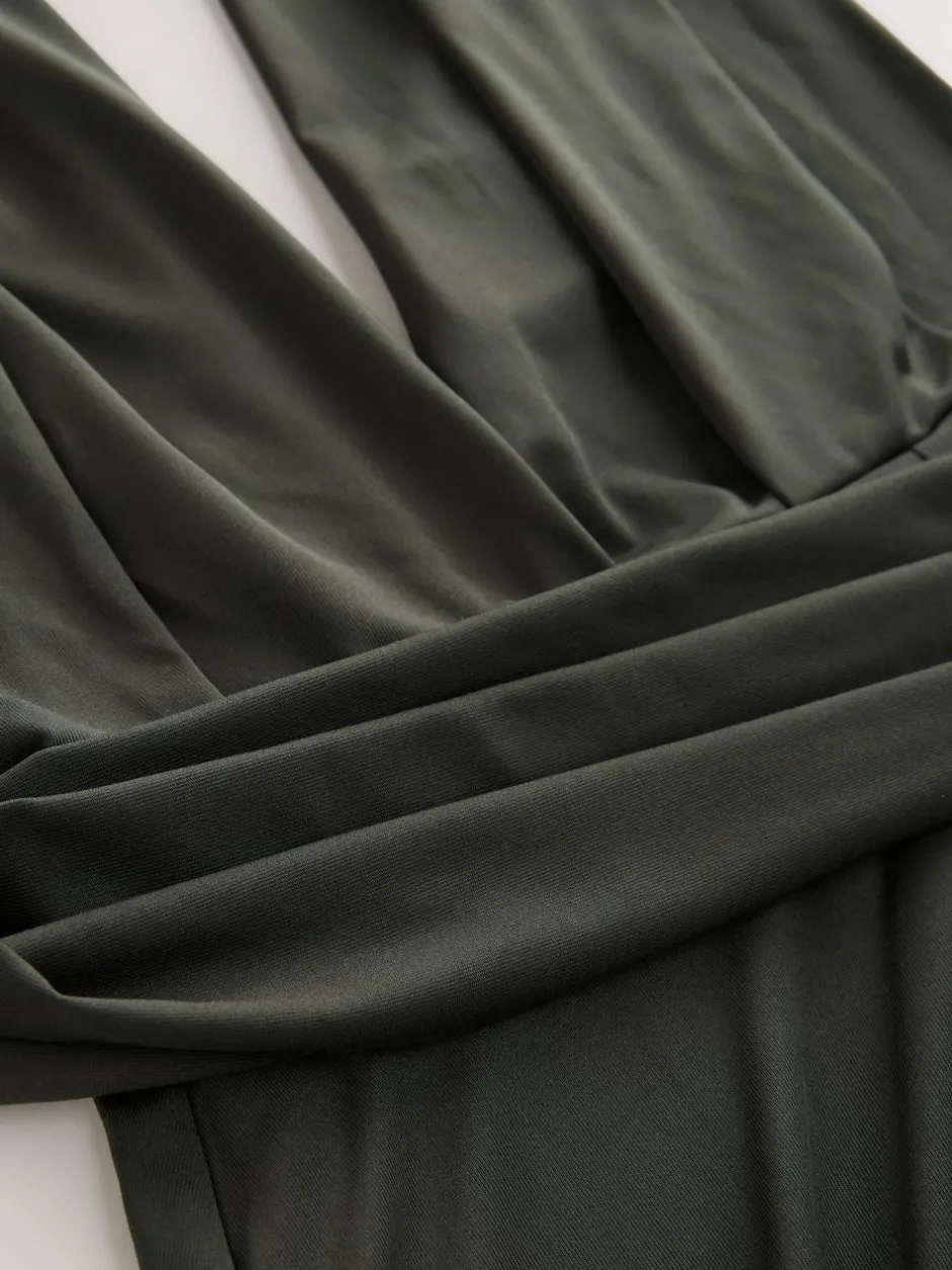 Next Jersey Multiway Wedding Guest Bridesmaid Maxi Dress Dark Green Hot