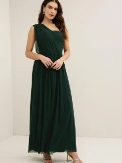 Next Dark Green Mesh Multiway Wedding Guest Bridesmaid Maxi Dress Hot