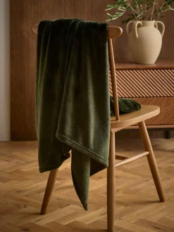Next Dark Green Plush Fleece Throw Outlet