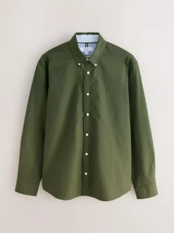 Next Dark Green Slim Fit Long Sleeve Oxford Shirt New