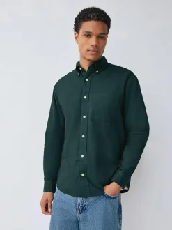 Next Dark Green Soft Touch Oxford Long Sleeve Shirt Online
