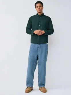 Next Dark Green Soft Touch Oxford Long Sleeve Shirt Online