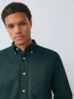 Next Dark Green Soft Touch Oxford Long Sleeve Shirt Online