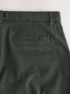 Next Dark Green Straight Fit Stretch Chinos Trousers