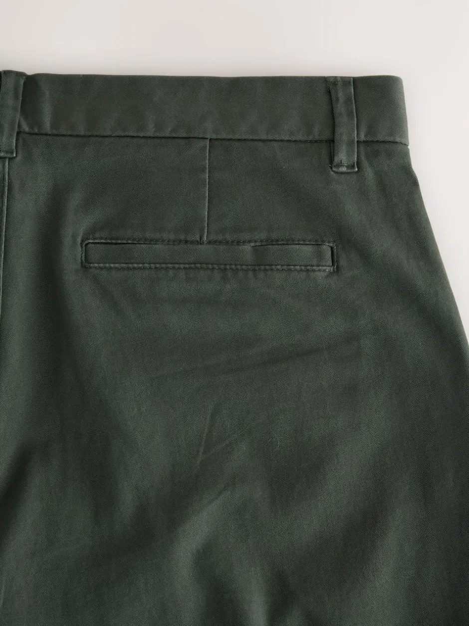 Next Dark Green Straight Fit Stretch Chinos Trousers