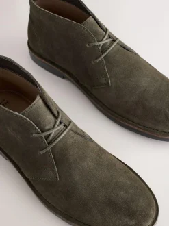 Next Dark Green Suede Desert Boots Discount