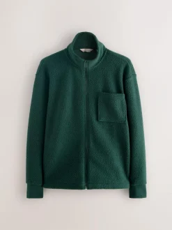 Next Zip Through Borg Fleece Dark Green Outlet