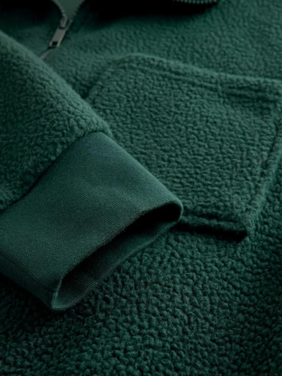 Next Zip Through Borg Fleece Dark Green Outlet