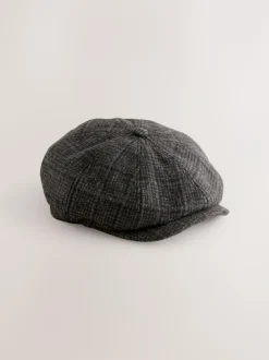 Next Baker Boy Hat Dark Grey Check Hot