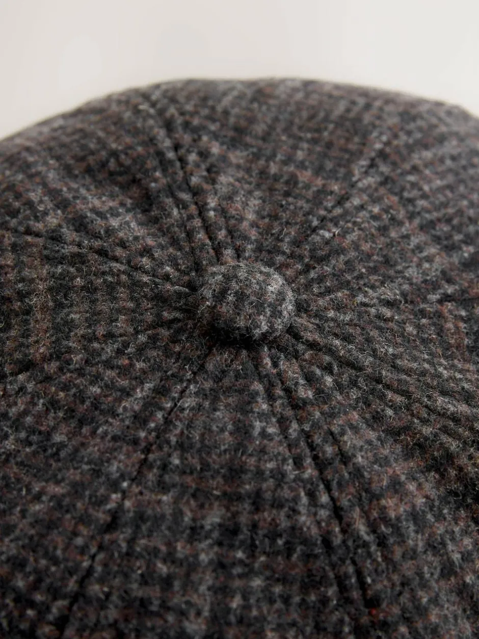 Next Baker Boy Hat Dark Grey Check Hot