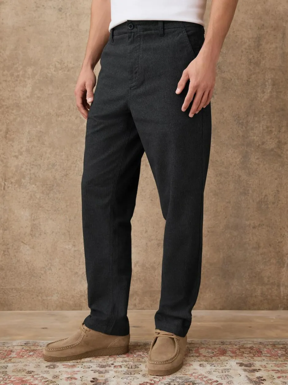Next Regular Tapered Fit Heritage Cotton Rich Trousers Dark Grey Clearance