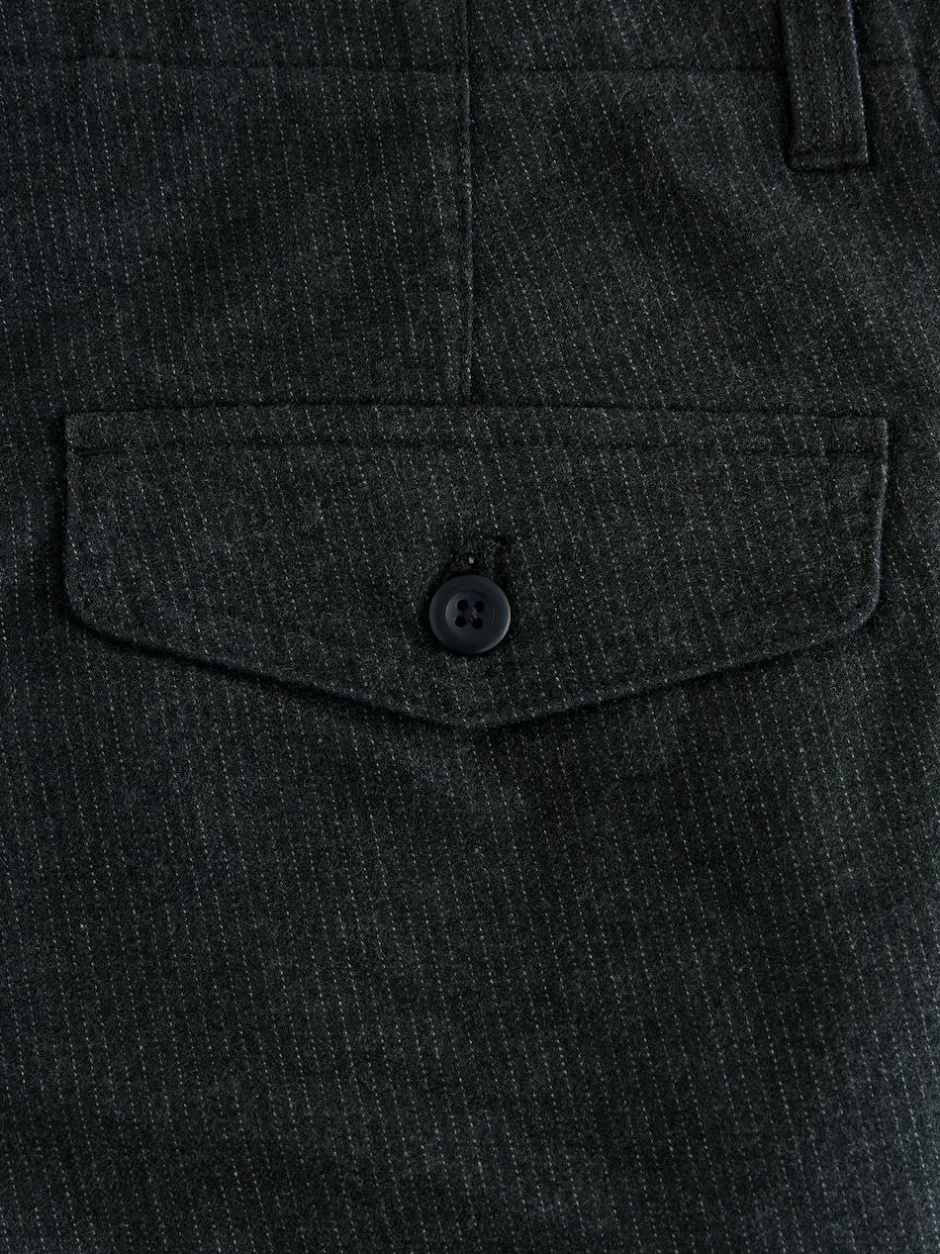 Next Regular Tapered Fit Heritage Cotton Rich Trousers Dark Grey Clearance