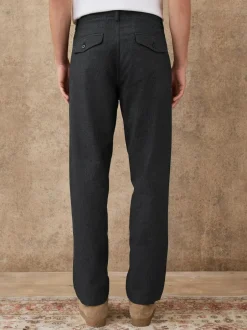 Next Regular Tapered Fit Heritage Cotton Rich Trousers Dark Grey Clearance